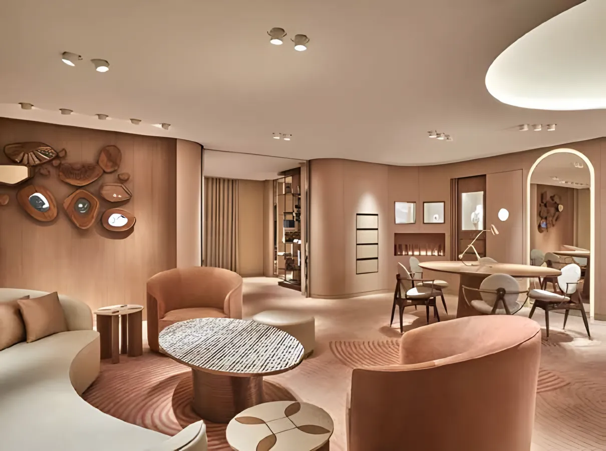 Salon et coin repas d'un appartement avec une chambre