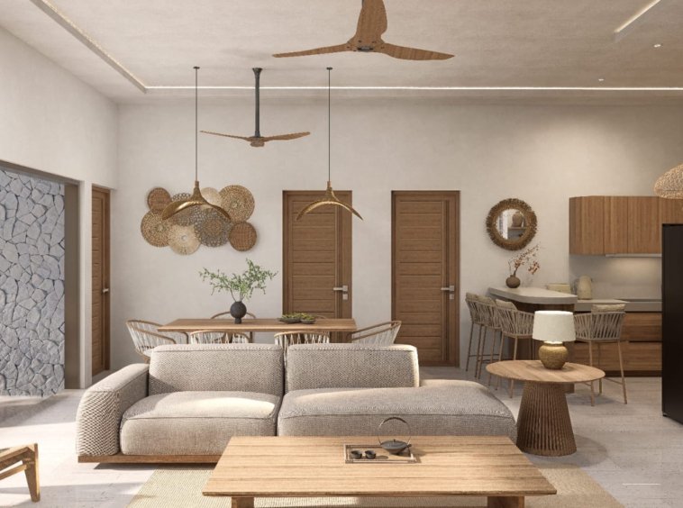 Pièce de vie ouverte d'une villa 2 chambres à vendre à Baan Dao, centre de Lamai, Koh Samui