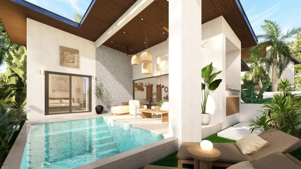 Villa 2 chambres sur plan avec piscine privée à vendre à Baan Dao, centre de Lamai, Koh Samui