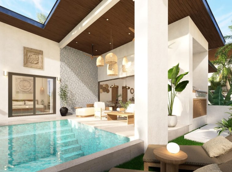 Villa 2 chambres sur plan avec piscine privée à vendre à Baan Dao, centre de Lamai, Koh Samui