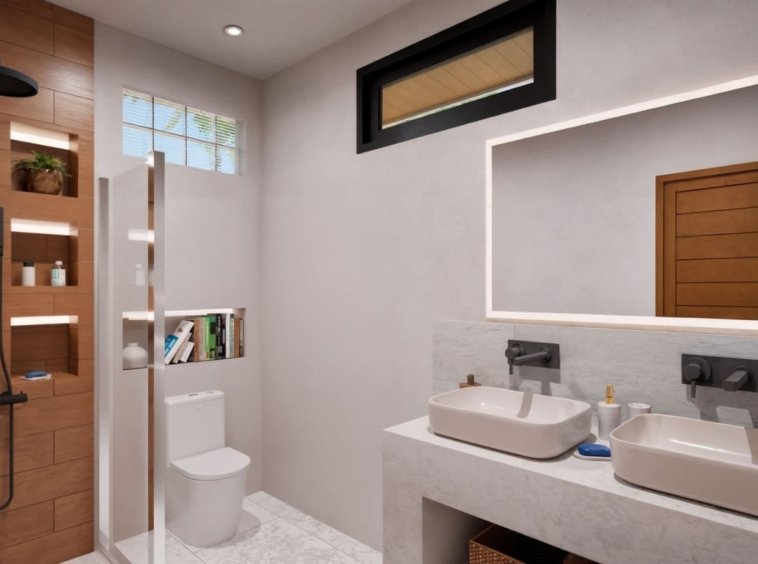 Salle de bain double vasque d'une villa 3 chambres à Baan Dao, Lamai, Koh Samui