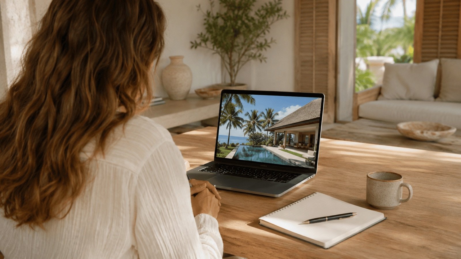 Brief en visio pour une vidéo immobilière avec une villa de Koh Samui à l'écran