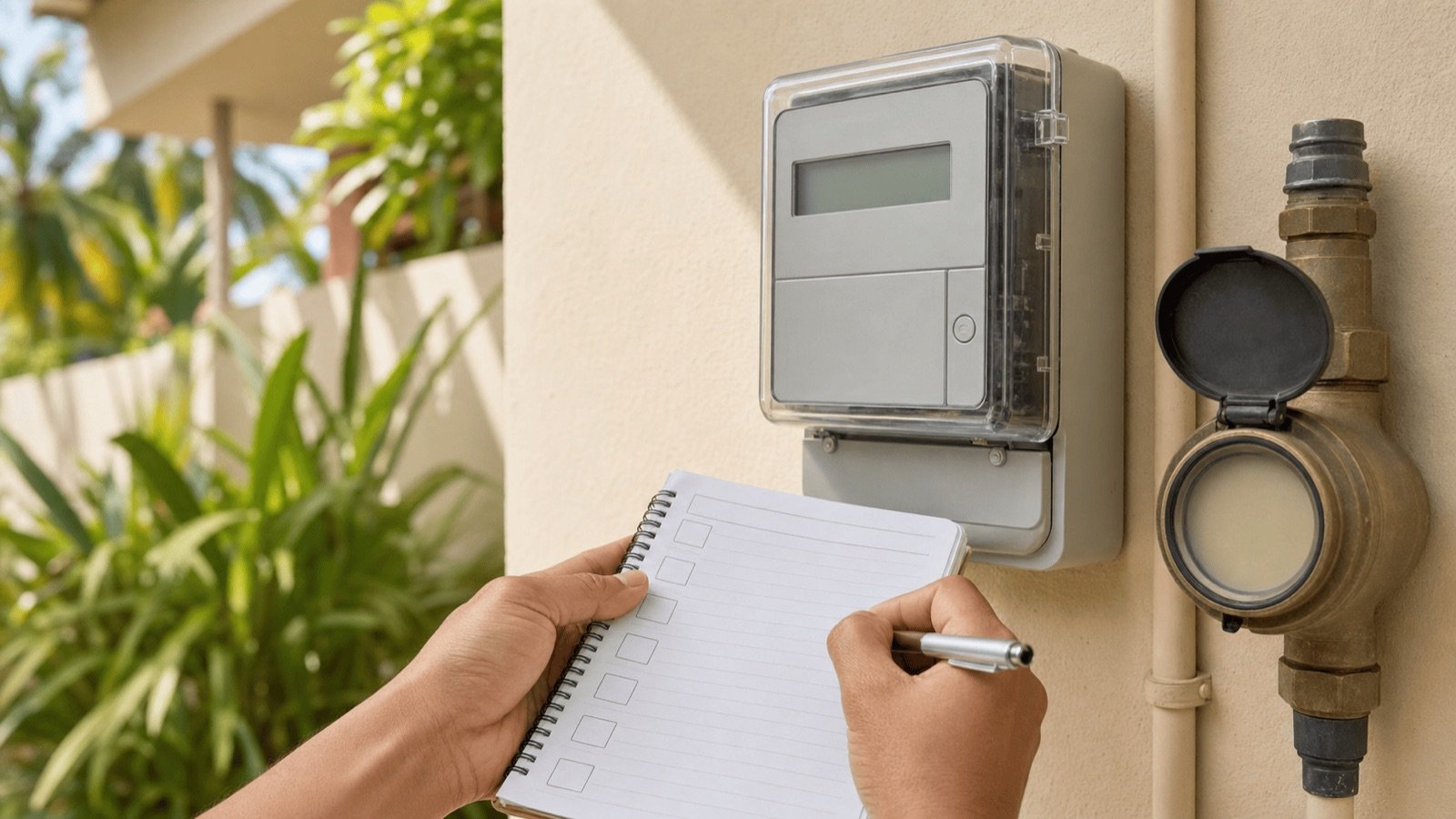 Relevé des compteurs d'électricité et d'eau d'une villa, le transfert des compteurs à son nom en Thaïlande
