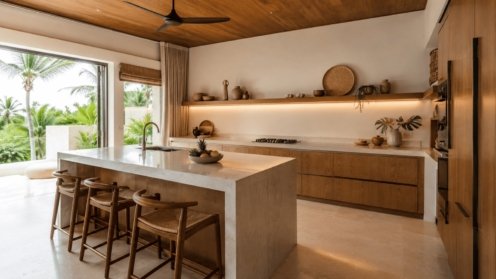 Cuisine ouverte rénovée dans une villa à Koh Samui