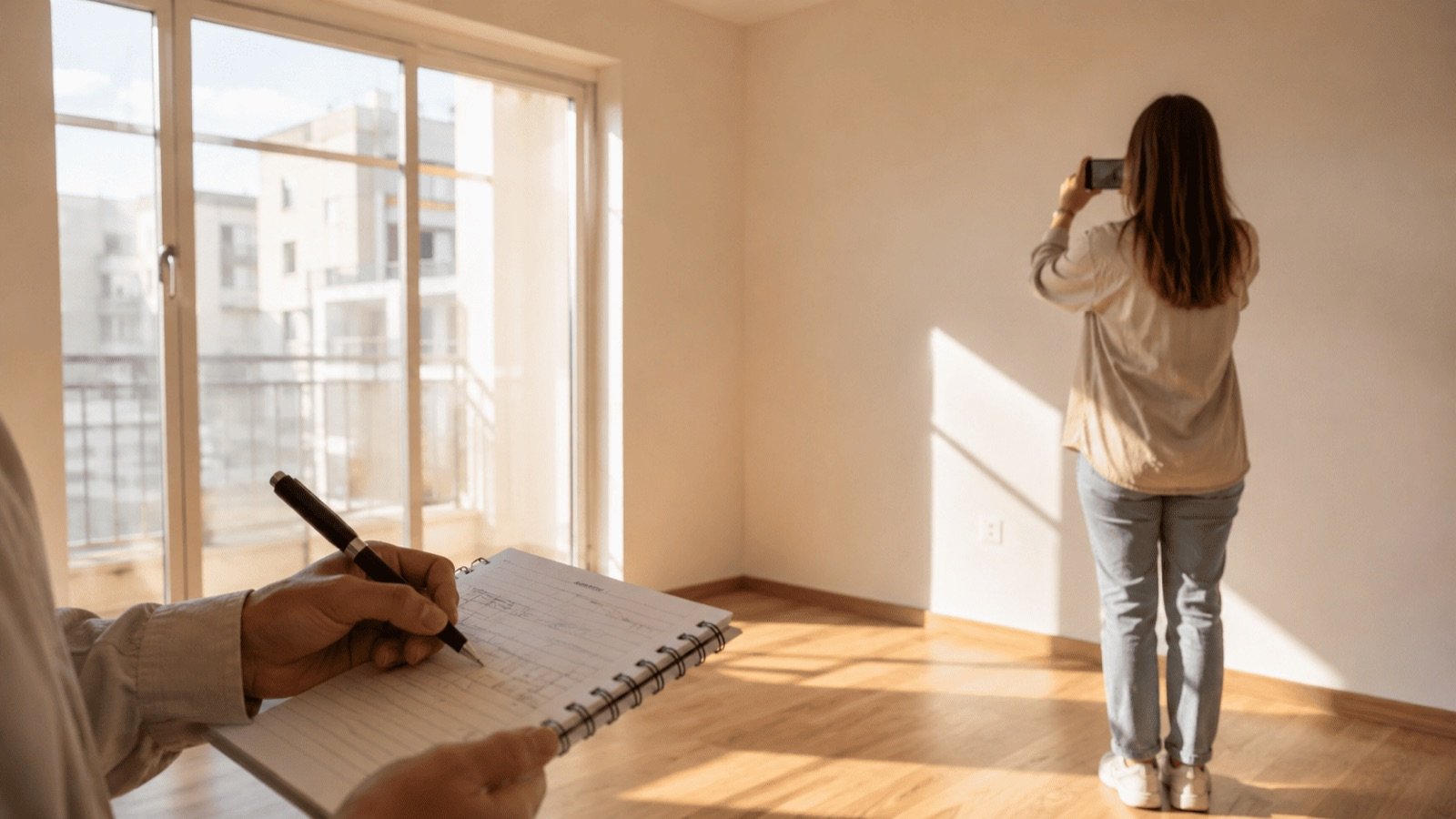 État des lieux photographié dans un appartement vide avant la restitution du dépôt de garantie