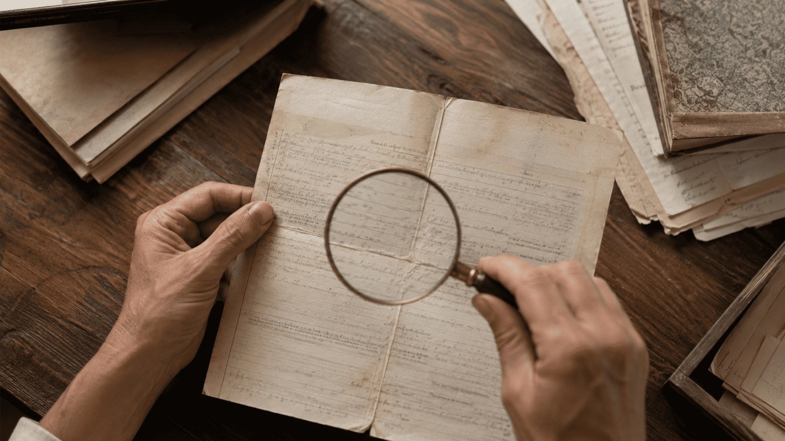 Vieux document Sor Kor 1 examiné à la loupe avant un achat de terrain