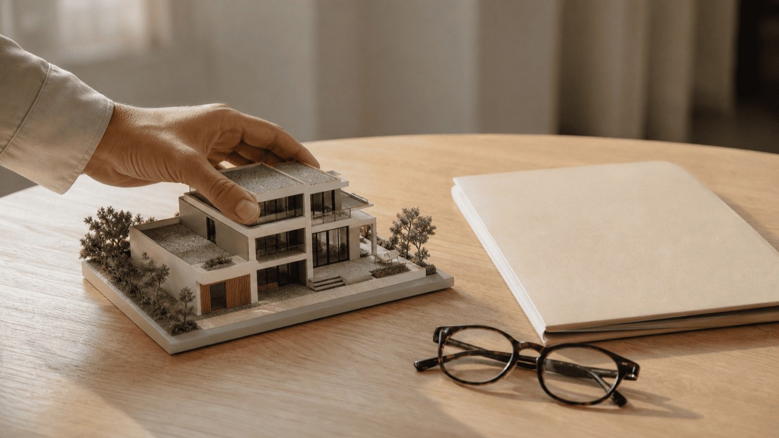Maquette de villa contemporaine illustrant l’IFI sur un bien immobilier en Thaïlande