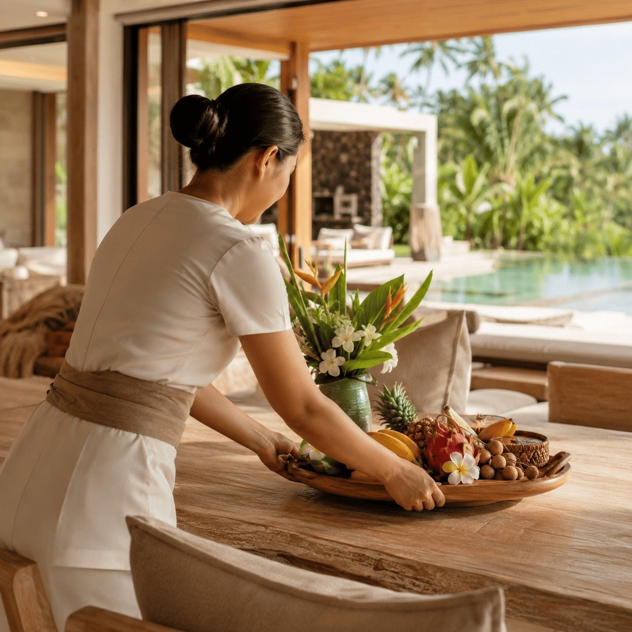 Préparation d'une villa par la conciergerie à Koh Samui