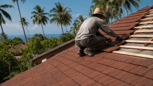Réfection de la toiture d'une villa à Koh Samui