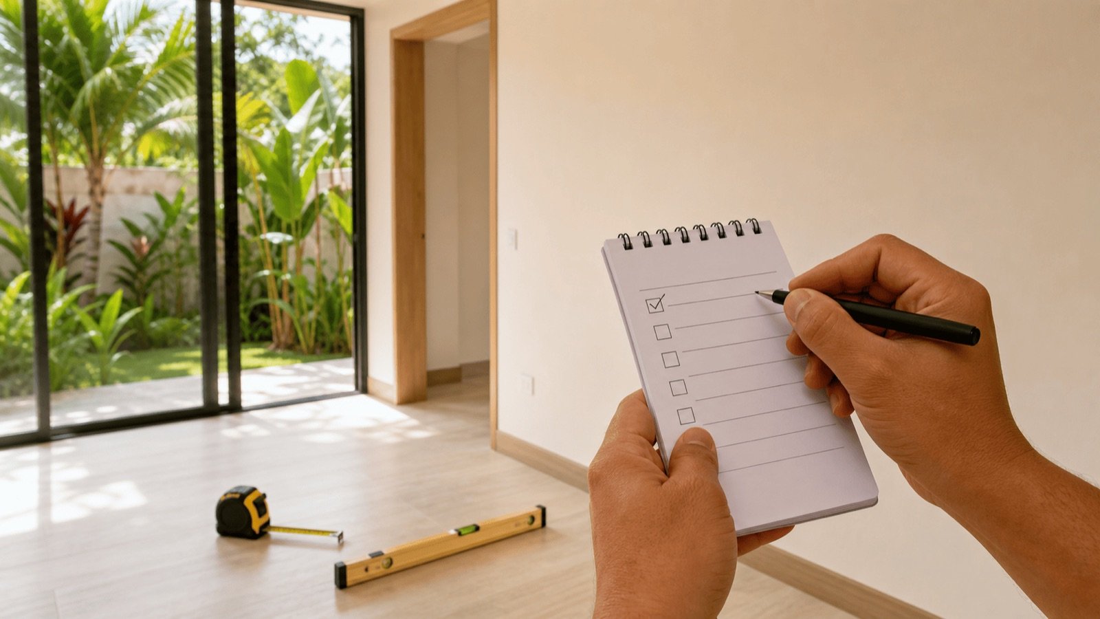 Liste de réserves cochée dans une villa neuve, la snag list avant la réception en Thaïlande