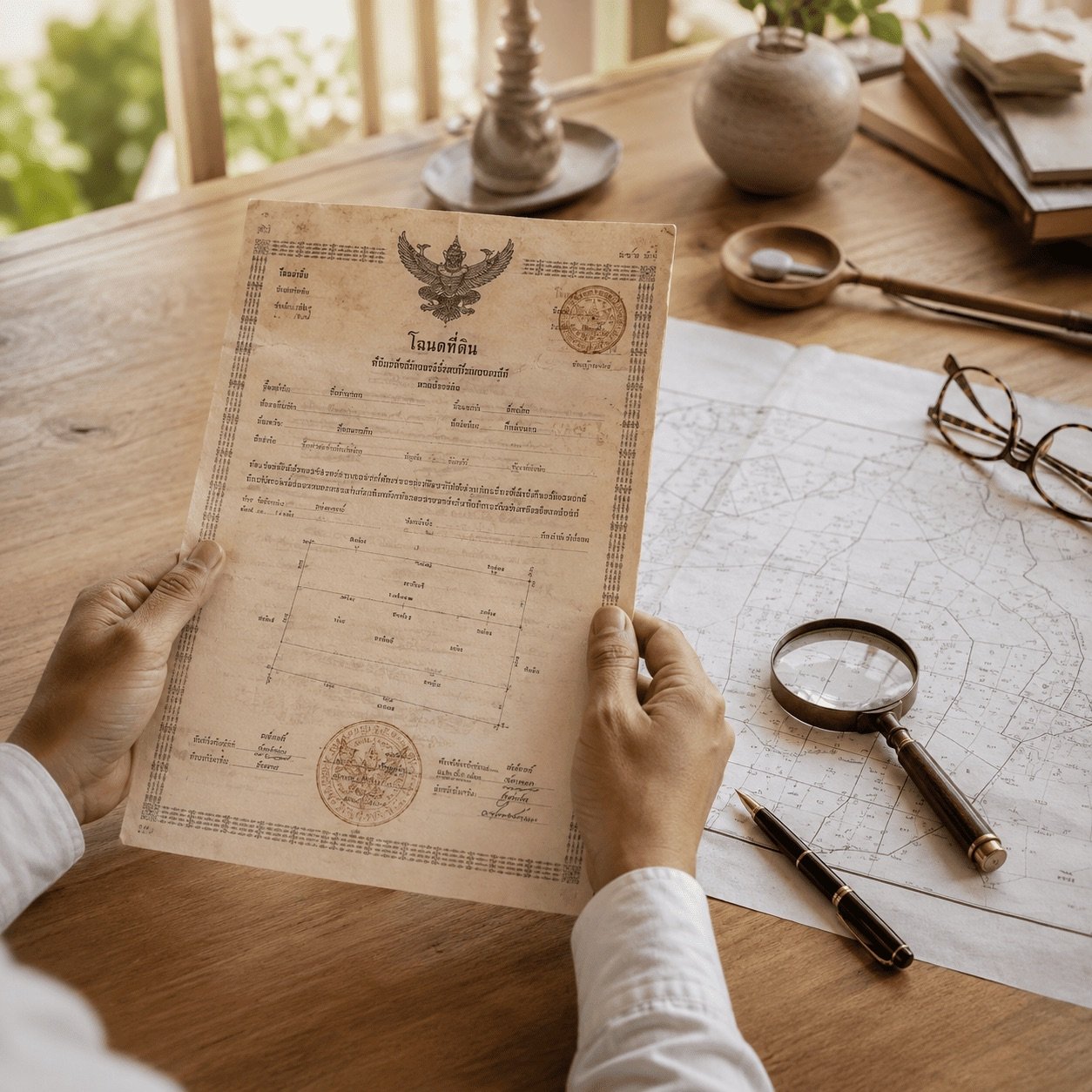 Vérification du titre foncier et du plan cadastral d'un bien en Thaïlande