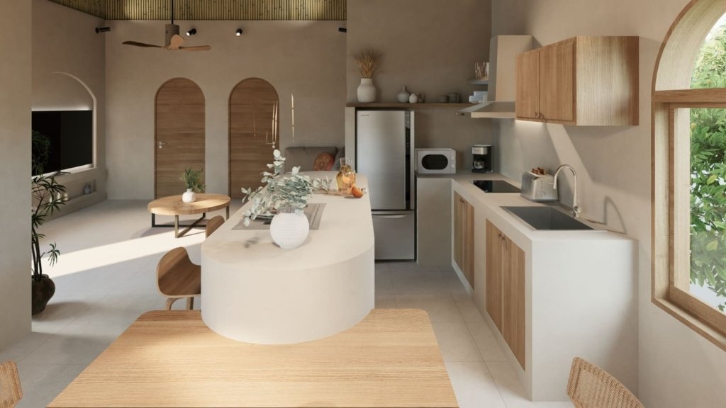 Rendu 3D du séjour de la Villa Coco 3