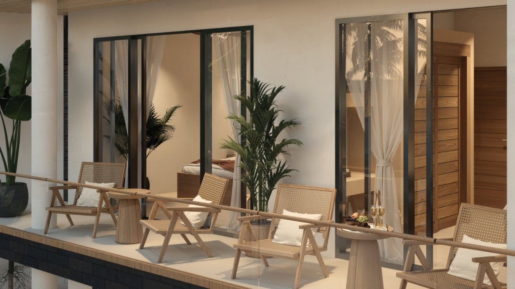 Rendu 3D d'un espace intérieur de la Villa River 3