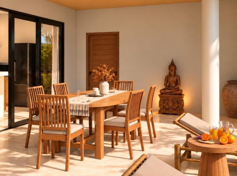 Rendu 3D de la salle à manger de la Villa Cholaland 2 chambres