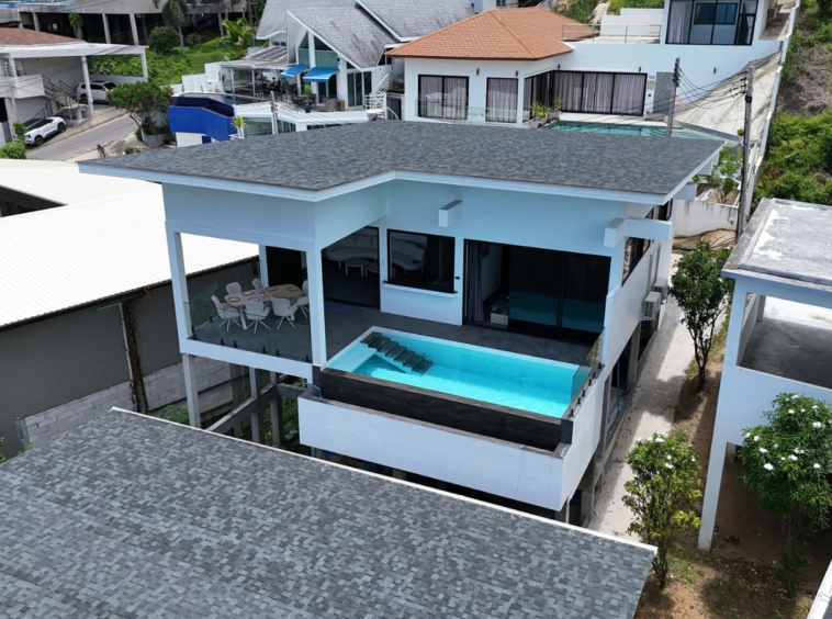 Vue aérienne de la Villa Azura à Hua Thanon, Koh Samui