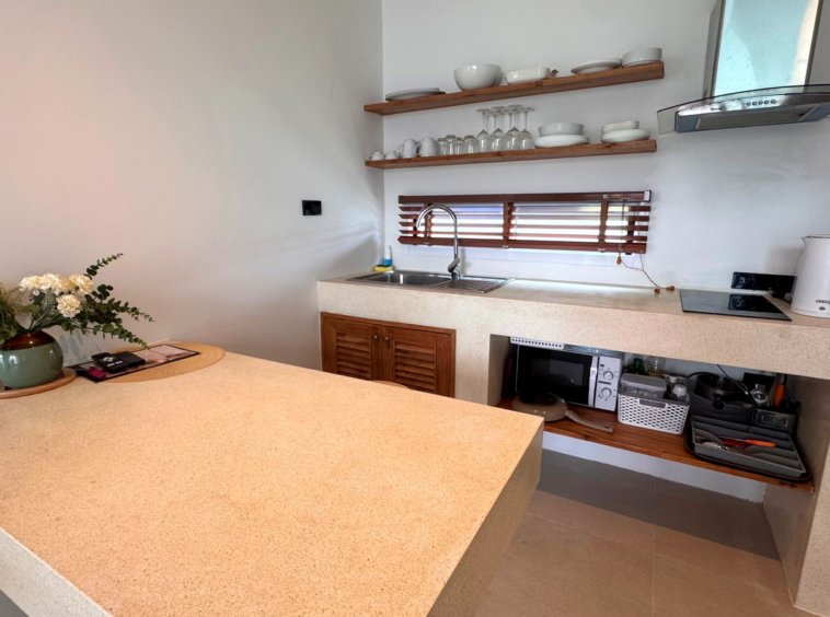 Plan de travail et table haute de la cuisine