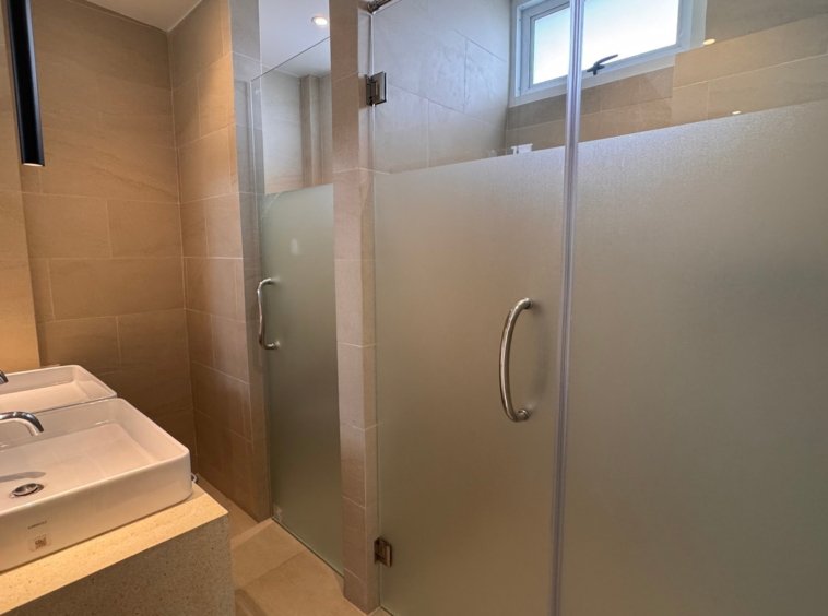 Douche en verre dépoli de la salle d'eau